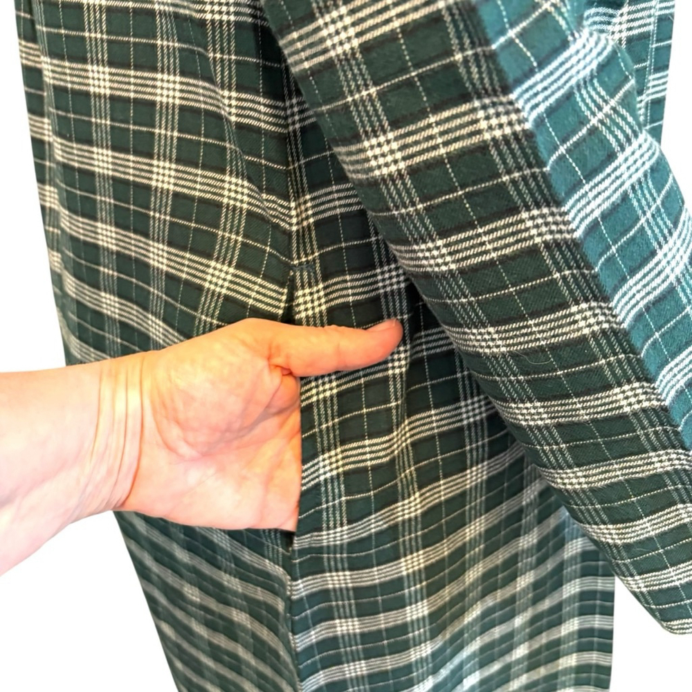 Charter Club Green Plaid Flannel Night Gown, M, Lace Trim - Picture 10 of 16